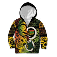 Vanuatu 1980 Kid Hoodie Ni-Van Tamtam Sand Drawing Pattern LT14 Zip Hoodie Black - Polynesian Pride