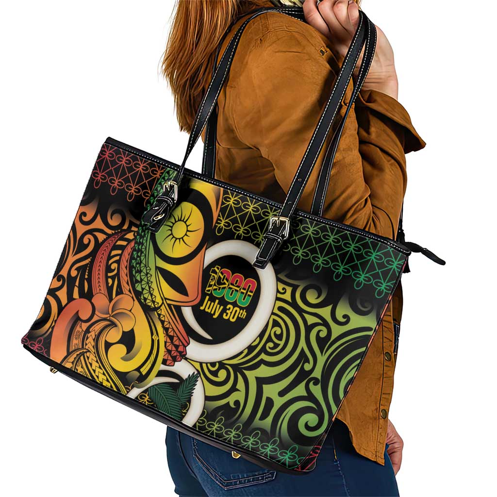 Vanuatu 1980 Leather Tote Bag Ni-Van Tamtam Sand Drawing Pattern