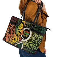 Vanuatu 1980 Leather Tote Bag Ni-Van Tamtam Sand Drawing Pattern