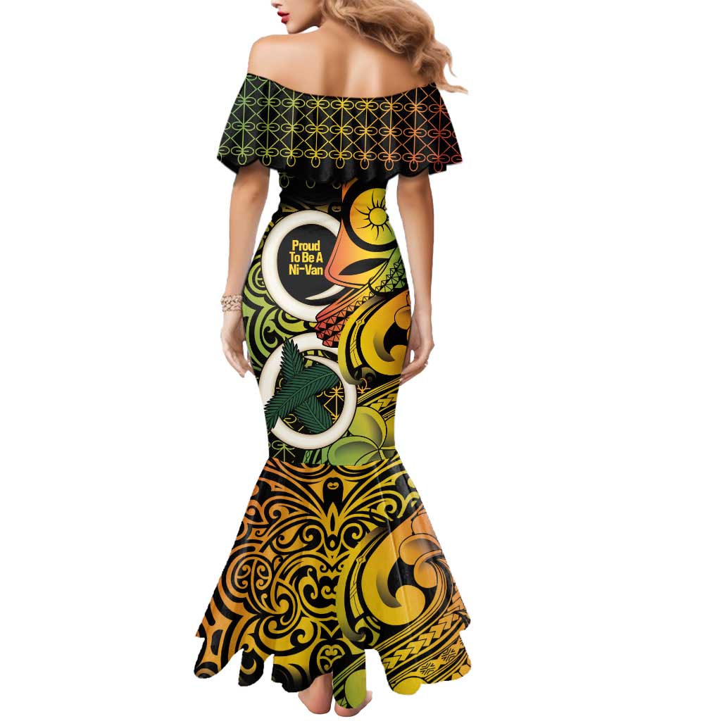 Vanuatu 1980 Mermaid Dress Ni-Van Tamtam Sand Drawing Pattern LT14 - Polynesian Pride