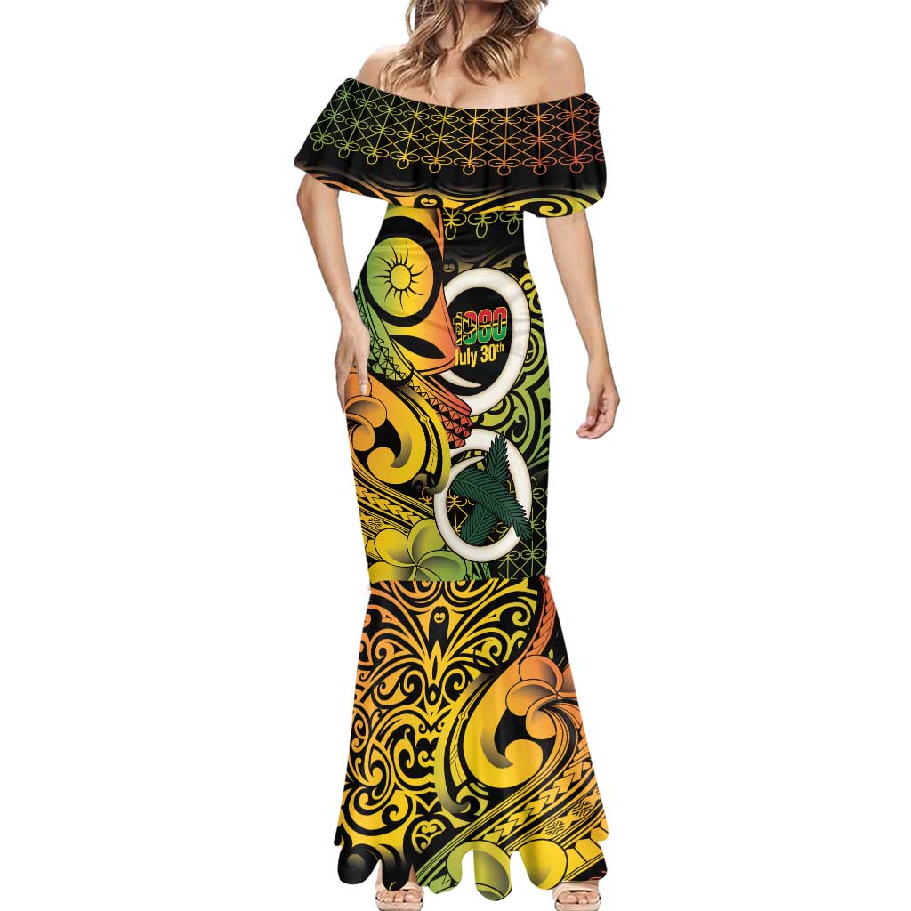 Vanuatu 1980 Mermaid Dress Ni-Van Tamtam Sand Drawing Pattern LT14 - Polynesian Pride
