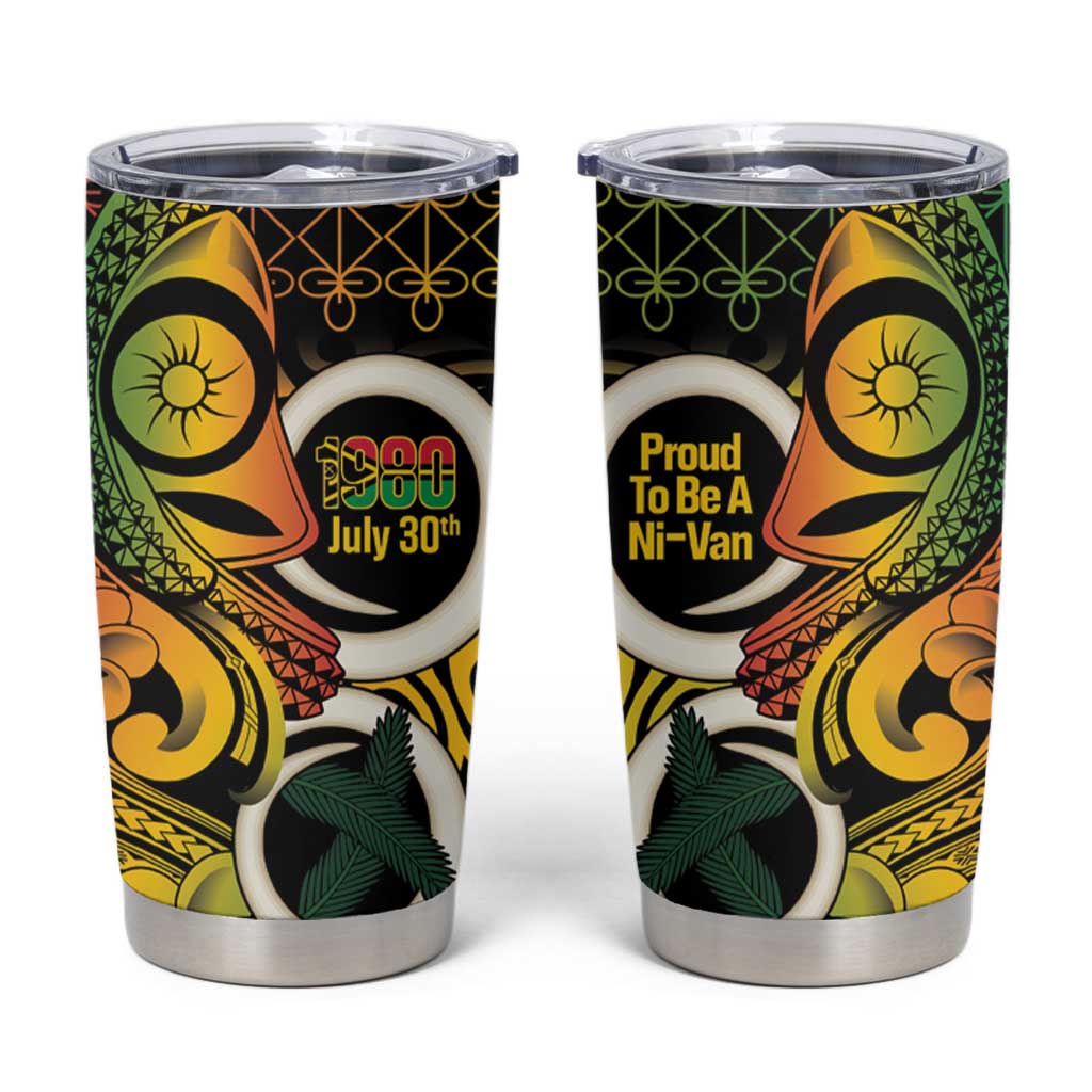 Vanuatu 1980 Tumbler Cup Ni-Van Tamtam Sand Drawing Pattern LT14 Black - Polynesian Pride