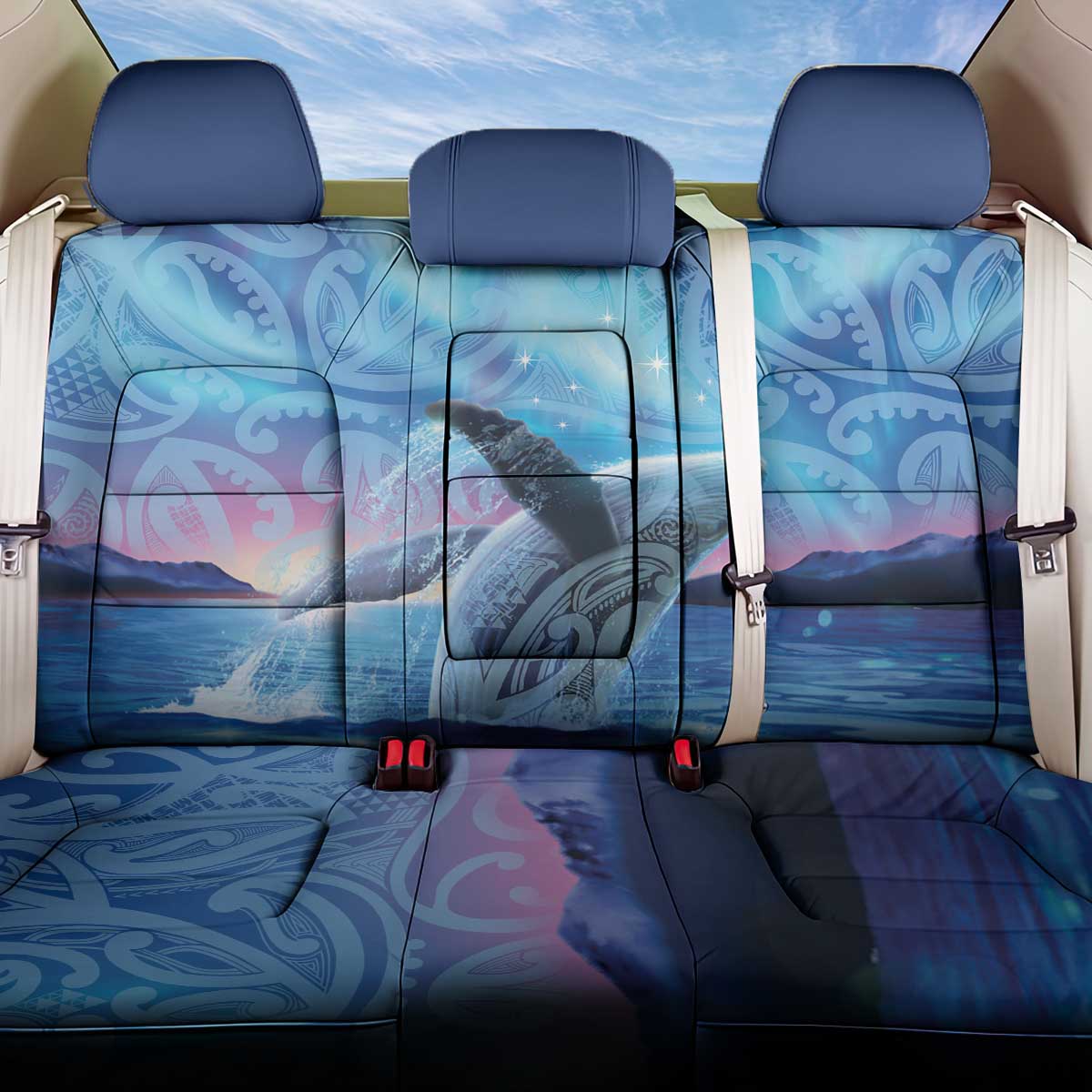 New Zealand Matariki Humpback Whale Back Car Seat Cover Paikea Maori New Year Blue Galaxy LT14 One Size Blue - Polynesian Pride