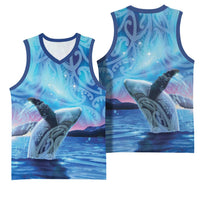 New Zealand Matariki Humpback Whale Basketball Jersey Paikea Maori New Year Blue Galaxy LT14 - Polynesian Pride