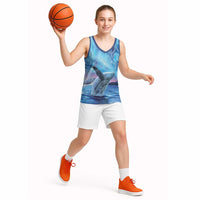 New Zealand Matariki Humpback Whale Basketball Jersey Paikea Maori New Year Blue Galaxy LT14 - Polynesian Pride
