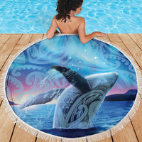 New Zealand Matariki Humpback Whale Beach Blanket Paikea Maori New Year Blue Galaxy