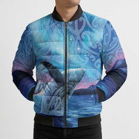 New Zealand Matariki Humpback Whale Bomber Puffer Jacket Paikea Maori New Year Blue Galaxy