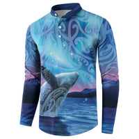 New Zealand Matariki Humpback Whale Button Sweatshirt Paikea Maori New Year Blue Galaxy