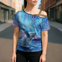 New Zealand Matariki Humpback Whale Cross Shoulder Shirt Paikea Maori New Year Blue Galaxy LT14 - Polynesian Pride