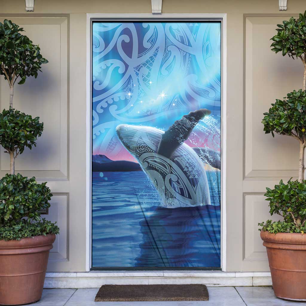New Zealand Matariki Humpback Whale Door Cover Paikea Maori New Year Blue Galaxy LT14 Blue - Polynesian Pride
