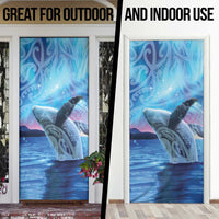 New Zealand Matariki Humpback Whale Door Cover Paikea Maori New Year Blue Galaxy LT14 - Polynesian Pride