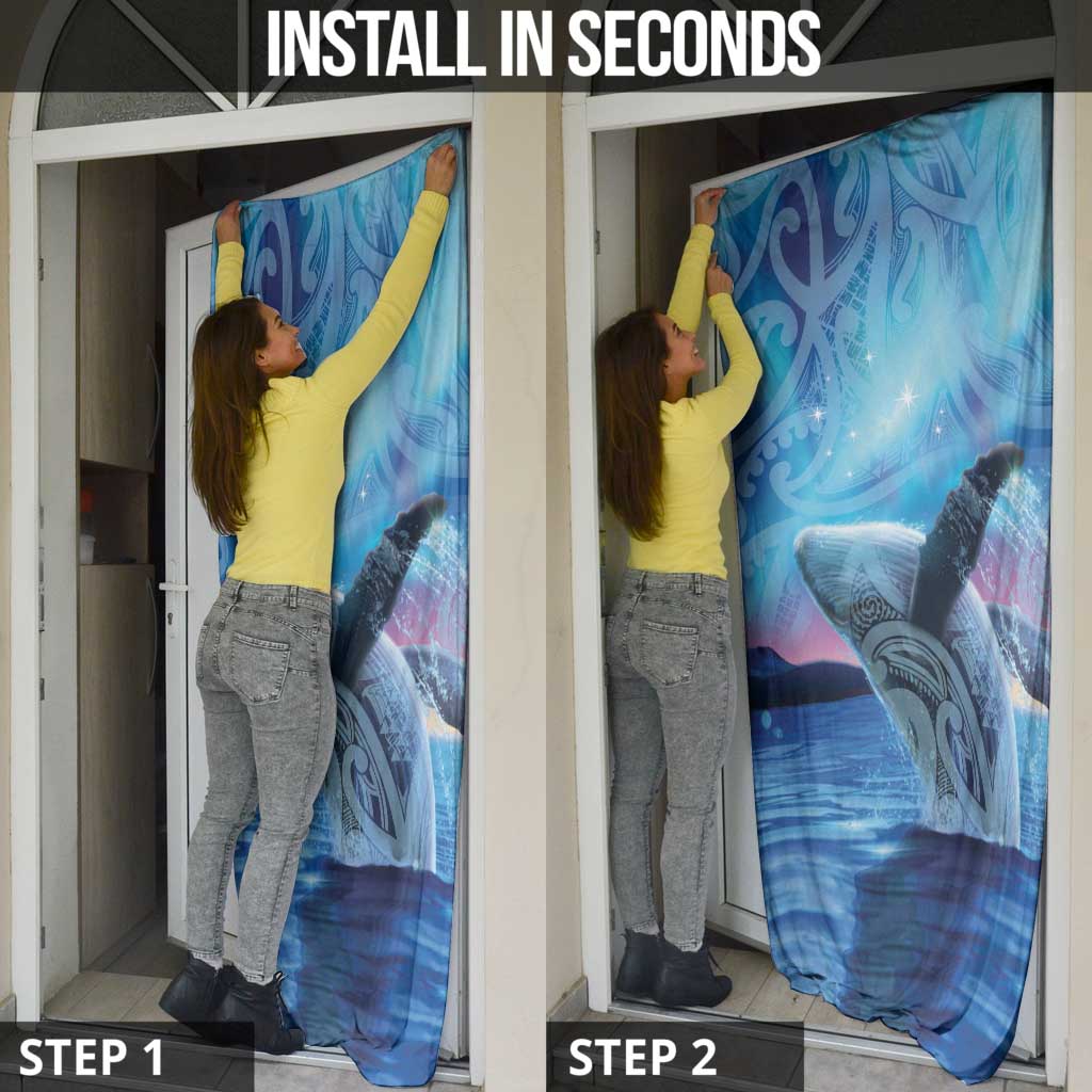 New Zealand Matariki Humpback Whale Door Cover Paikea Maori New Year Blue Galaxy LT14 - Polynesian Pride