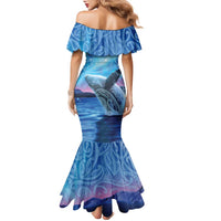 New Zealand Matariki Humpback Whale Family Matching Mermaid Dress and Hawaiian Shirt Paikea Maori New Year Blue Galaxy LT14 - Polynesian Pride