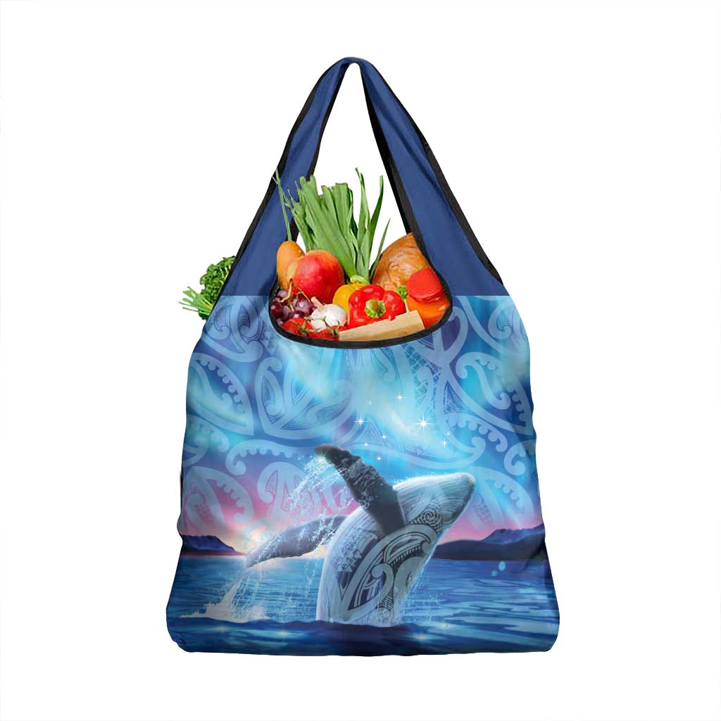 New Zealand Matariki Humpback Whale Grocery Bag Paikea Maori New Year Blue Galaxy LT14 1-pack One Size Blue - Polynesian Pride