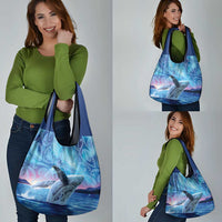 New Zealand Matariki Humpback Whale Grocery Bag Paikea Maori New Year Blue Galaxy LT14 - Polynesian Pride