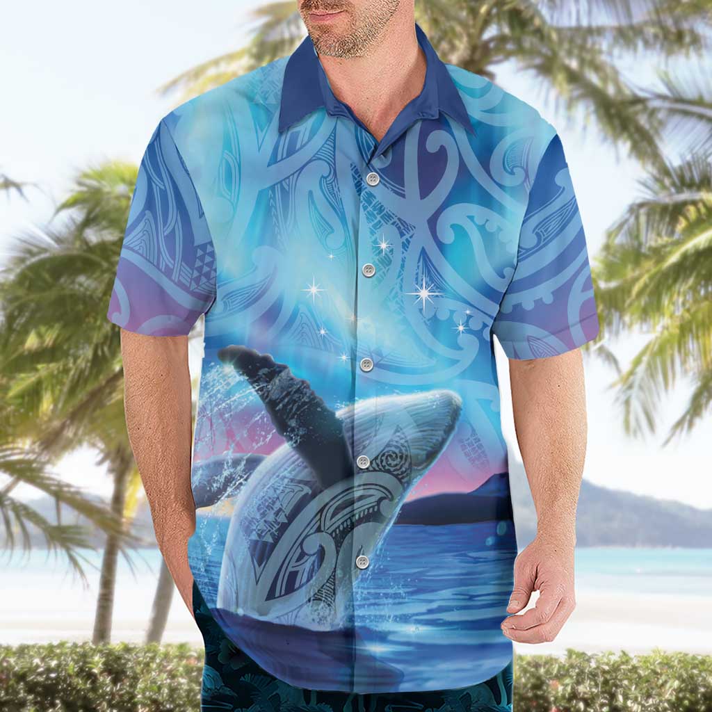 New Zealand Matariki Humpback Whale Hawaiian Shirt Paikea Maori New Year Blue Galaxy LT14 - Polynesian Pride