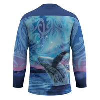 New Zealand Matariki Humpback Whale Hockey Jersey Paikea Maori New Year Blue Galaxy LT14 - Polynesian Pride