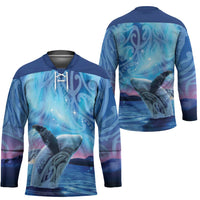 New Zealand Matariki Humpback Whale Hockey Jersey Paikea Maori New Year Blue Galaxy LT14 - Polynesian Pride