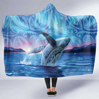 New Zealand Matariki Humpback Whale Hooded Blanket Paikea Maori New Year Blue Galaxy LT14 One Size Blue - Polynesian Pride