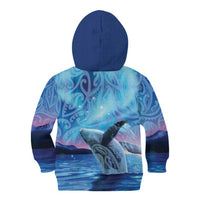 New Zealand Matariki Humpback Whale Kid Hoodie Paikea Maori New Year Blue Galaxy LT14 - Polynesian Pride