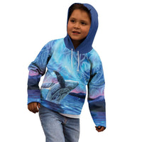 New Zealand Matariki Humpback Whale Kid Hoodie Paikea Maori New Year Blue Galaxy LT14 - Polynesian Pride