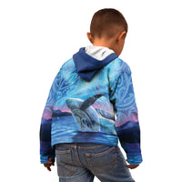 New Zealand Matariki Humpback Whale Kid Hoodie Paikea Maori New Year Blue Galaxy LT14 - Polynesian Pride