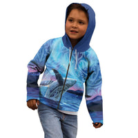 New Zealand Matariki Humpback Whale Kid Hoodie Paikea Maori New Year Blue Galaxy LT14 - Polynesian Pride