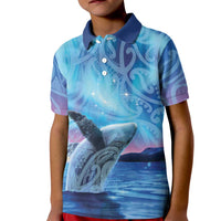 New Zealand Matariki Humpback Whale Kid Polo Shirt Paikea Maori New Year Blue Galaxy LT14 Kid Blue - Polynesian Pride