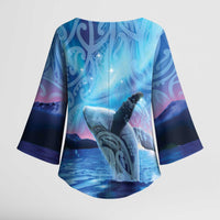 New Zealand Matariki Humpback Whale Kimono Sleeve Blouse Paikea Maori New Year Blue Galaxy LT14 - Polynesian Pride
