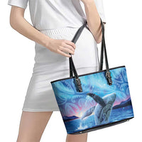 New Zealand Matariki Humpback Whale Leather Tote Bag Paikea Maori New Year Blue Galaxy LT14 - Polynesian Pride