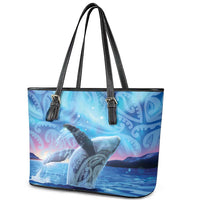 New Zealand Matariki Humpback Whale Leather Tote Bag Paikea Maori New Year Blue Galaxy LT14 - Polynesian Pride