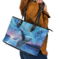 New Zealand Matariki Humpback Whale Leather Tote Bag Paikea Maori New Year Blue Galaxy LT14 - Polynesian Pride