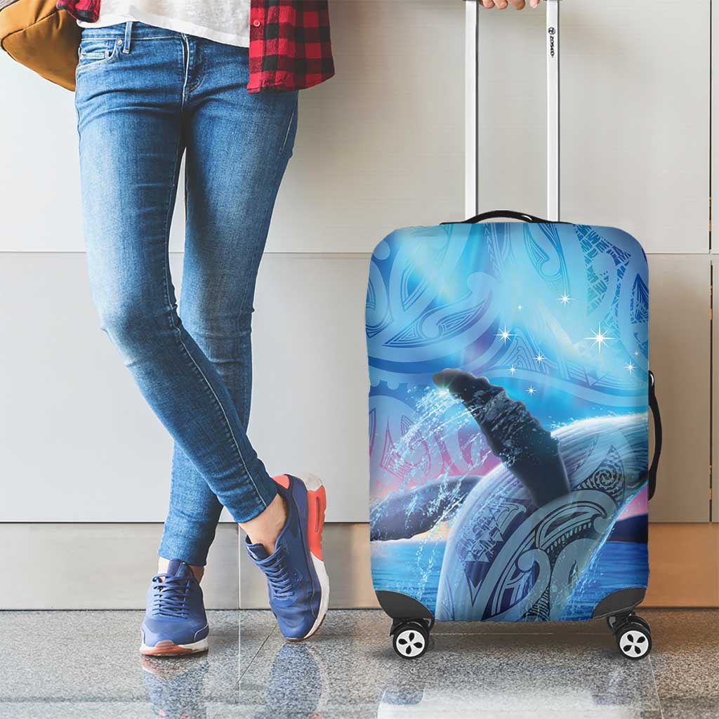 New Zealand Matariki Humpback Whale Luggage Cover Paikea Maori New Year Blue Galaxy LT14 - Polynesian Pride
