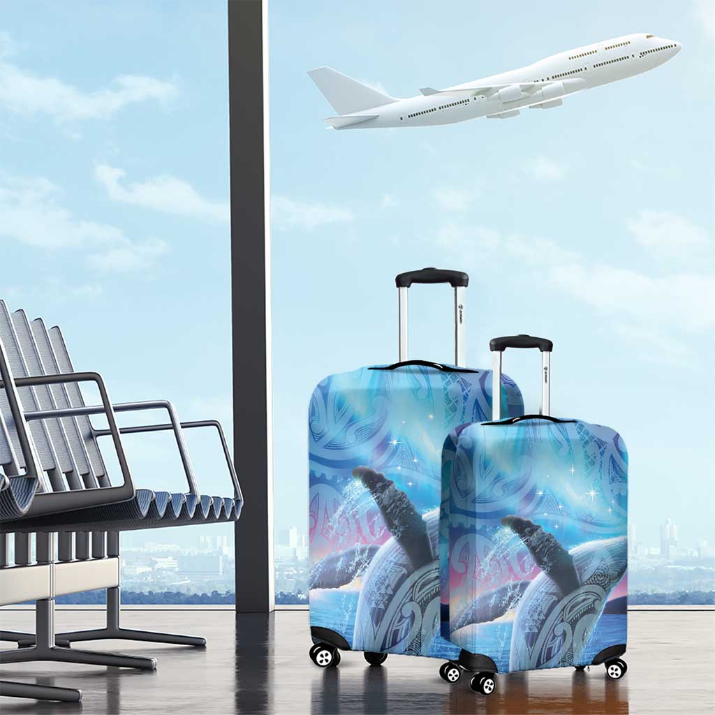 New Zealand Matariki Humpback Whale Luggage Cover Paikea Maori New Year Blue Galaxy LT14 - Polynesian Pride