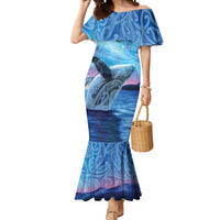 New Zealand Matariki Humpback Whale Mermaid Dress Paikea Maori New Year Blue Galaxy LT14 Women Blue - Polynesian Pride