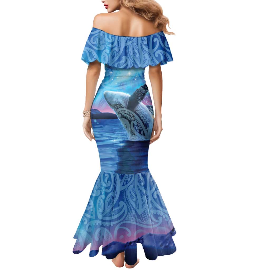 New Zealand Matariki Humpback Whale Mermaid Dress Paikea Maori New Year Blue Galaxy LT14 - Polynesian Pride