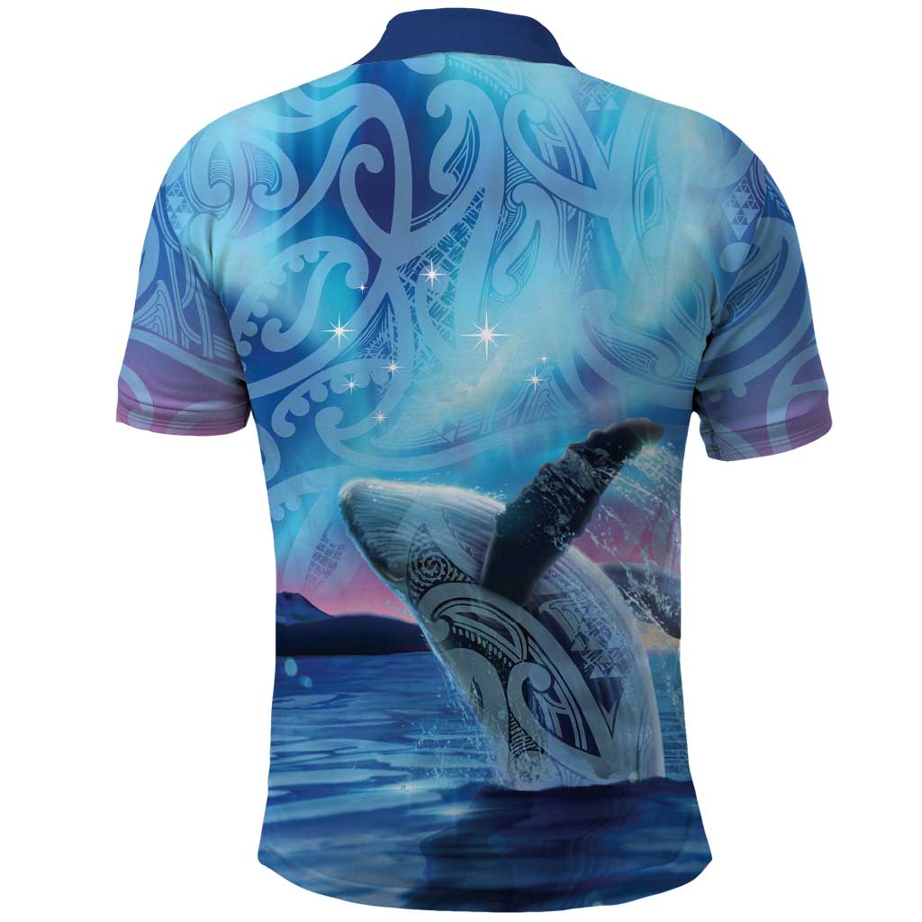 New Zealand Matariki Humpback Whale Polo Shirt Paikea Maori New Year Blue Galaxy LT14 - Polynesian Pride