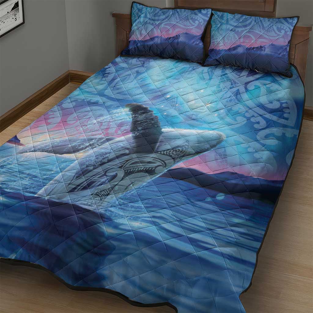 New Zealand Matariki Humpback Whale Quilt Bed Set Paikea Maori New Year Blue Galaxy