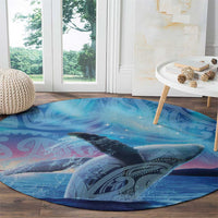 New Zealand Matariki Humpback Whale Round Carpet Paikea Maori New Year Blue Galaxy