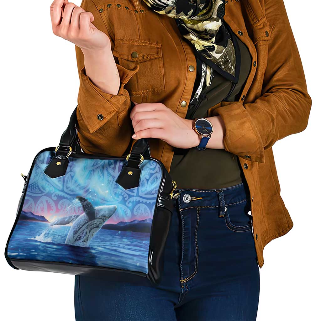 New Zealand Matariki Humpback Whale Shoulder Handbag Paikea Maori New Year Blue Galaxy