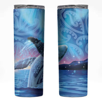 New Zealand Matariki Humpback Whale Skinny Tumbler Paikea Maori New Year Blue Galaxy LT14 Blue - Polynesian Pride
