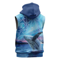 New Zealand Matariki Humpback Whale Sleeveless Zip Hoodie Paikea Maori New Year Blue Galaxy LT14 - Polynesian Pride