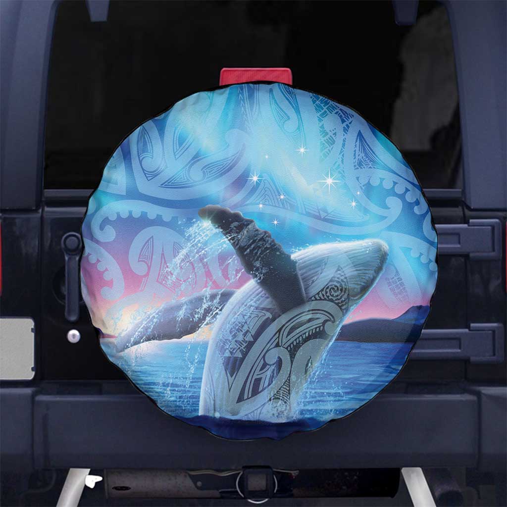 New Zealand Matariki Humpback Whale Spare Tire Cover Paikea Maori New Year Blue Galaxy LT14 No hole Blue - Polynesian Pride