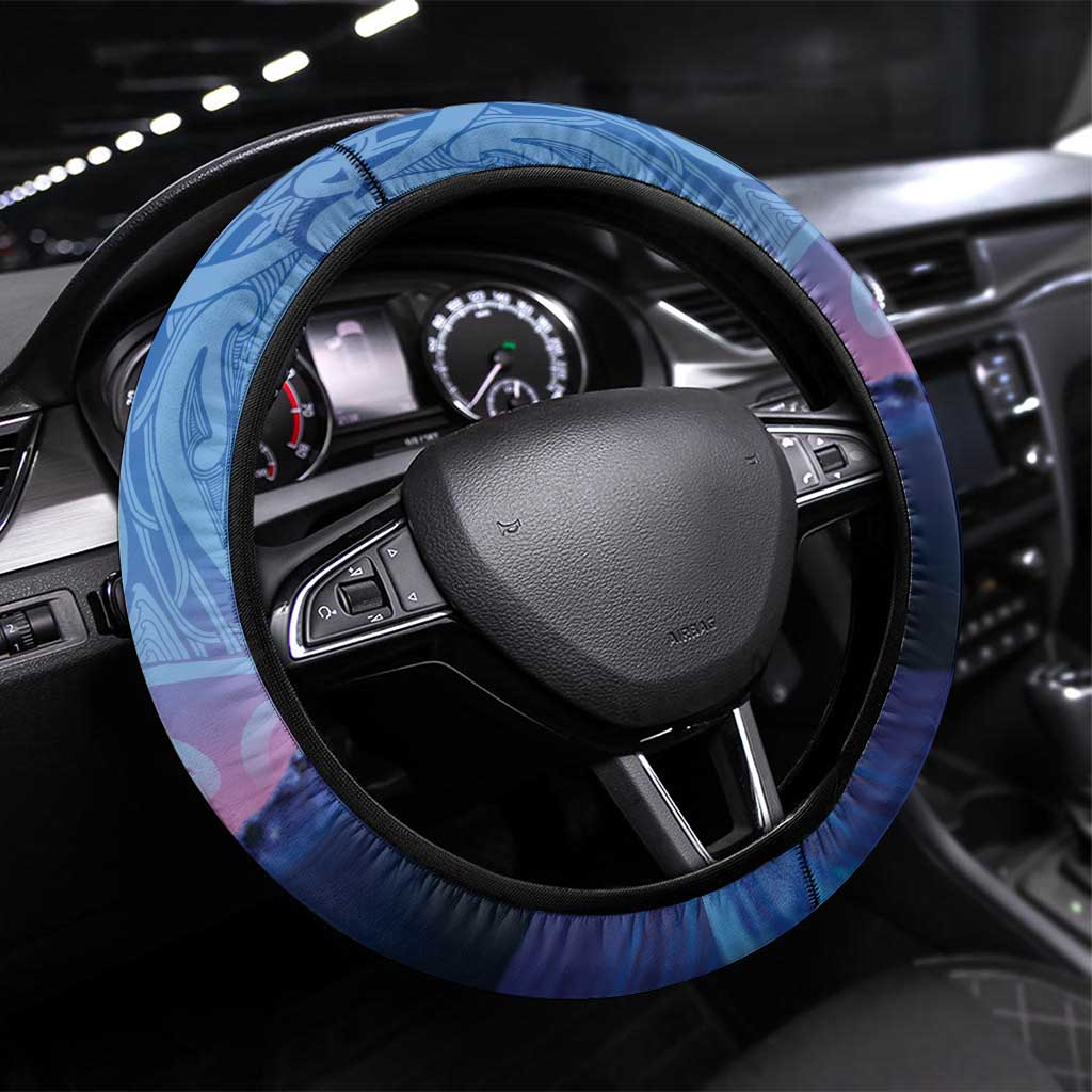 New Zealand Matariki Humpback Whale Steering Wheel Cover Paikea Maori New Year Blue Galaxy LT14 Universal Fit Blue - Polynesian Pride