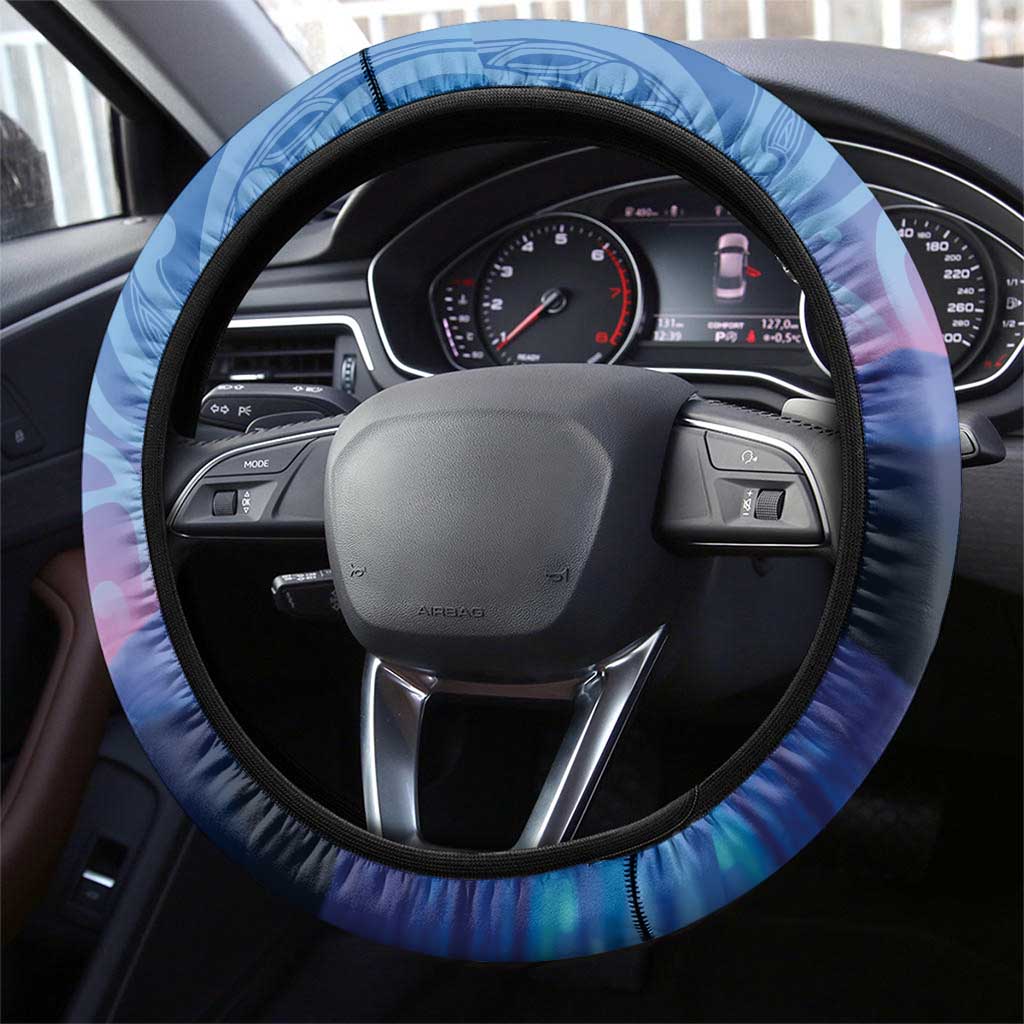 New Zealand Matariki Humpback Whale Steering Wheel Cover Paikea Maori New Year Blue Galaxy LT14 - Polynesian Pride