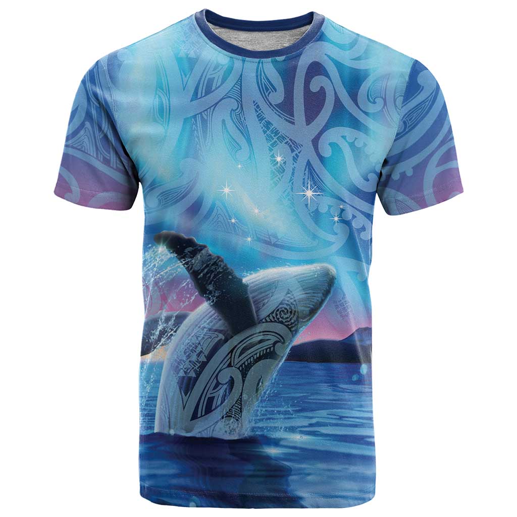 New Zealand Matariki Humpback Whale T Shirt Paikea Maori New Year Blue Galaxy LT14 Blue - Polynesian Pride