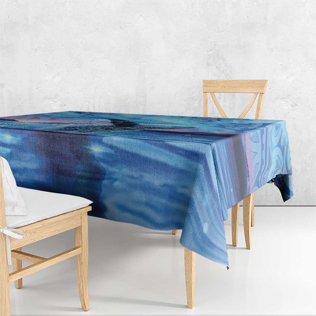 New Zealand Matariki Humpback Whale Tablecloth Paikea Maori New Year Blue Galaxy