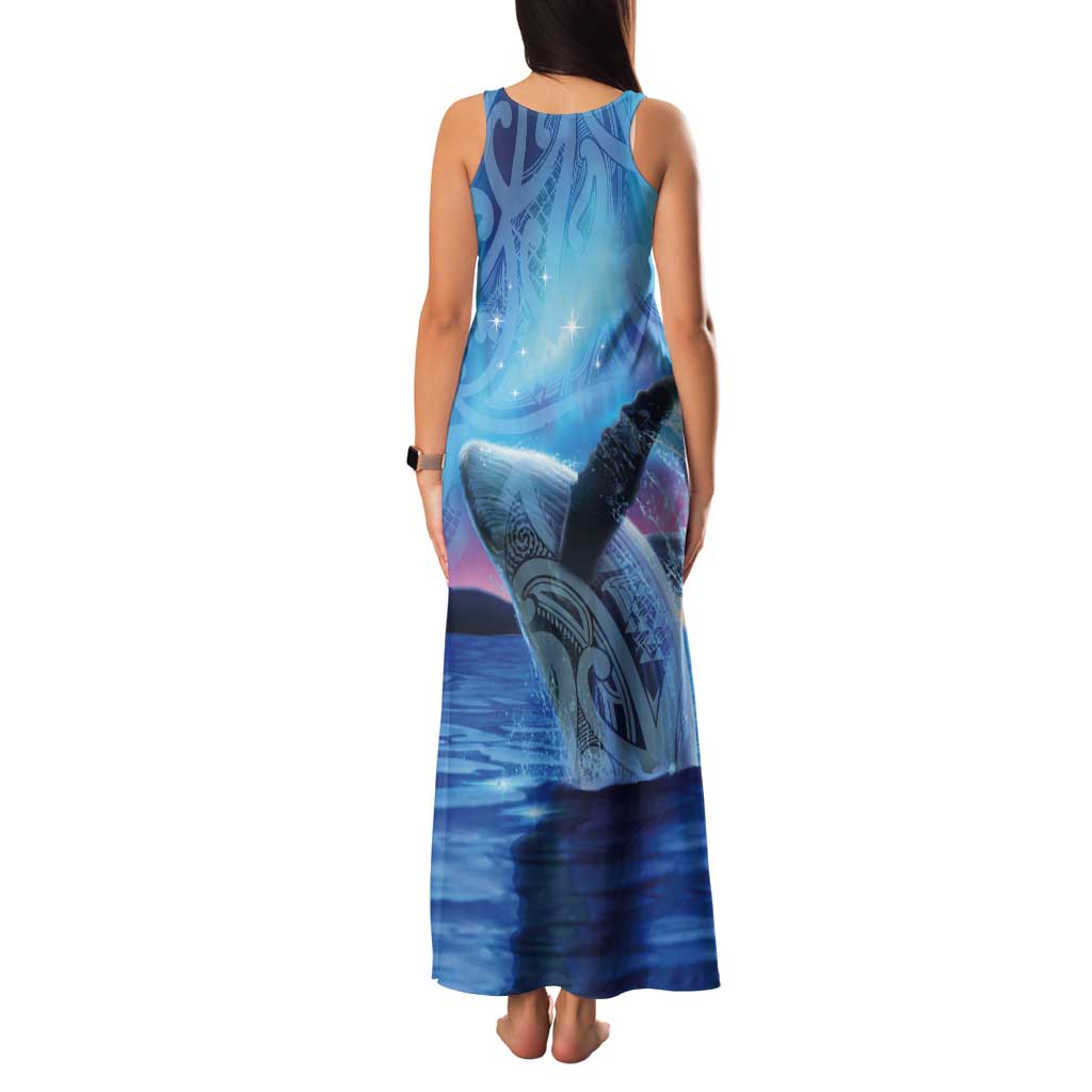 New Zealand Matariki Humpback Whale Tank Maxi Dress Paikea Maori New Year Blue Galaxy LT14 - Polynesian Pride