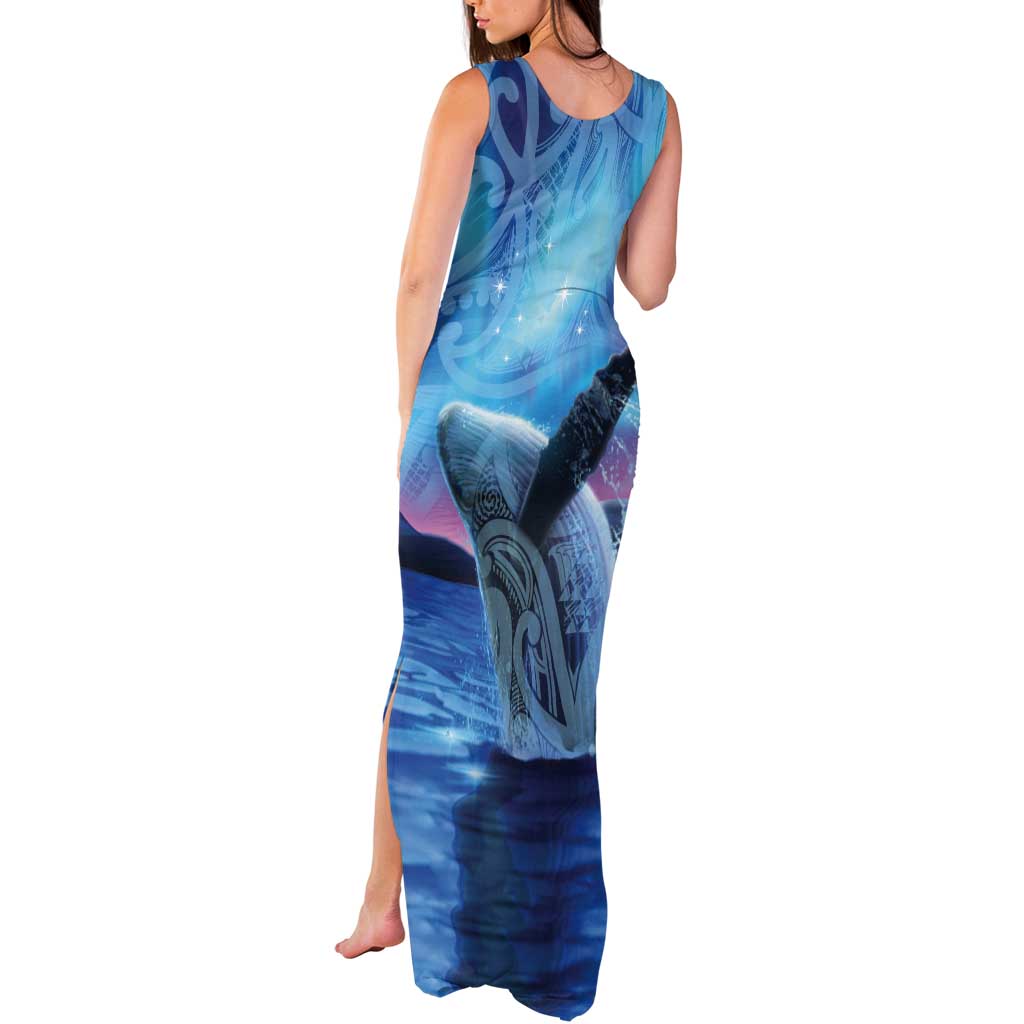 New Zealand Matariki Humpback Whale Tank Maxi Dress Paikea Maori New Year Blue Galaxy LT14 - Polynesian Pride