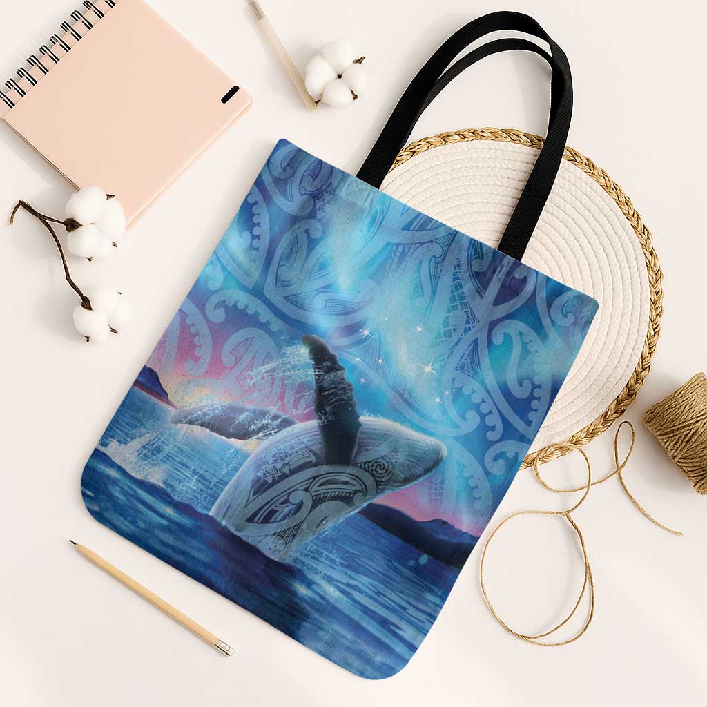 New Zealand Matariki Humpback Whale Tote Bag Paikea Maori New Year Blue Galaxy LT14 Black Strap One Size Blue - Polynesian Pride